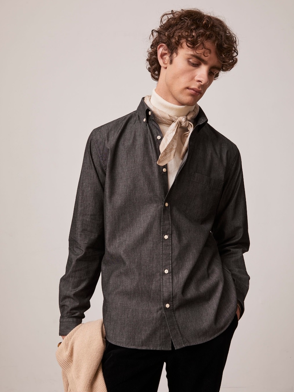 Black Denim Gabriel Shirt Denim - American Collar